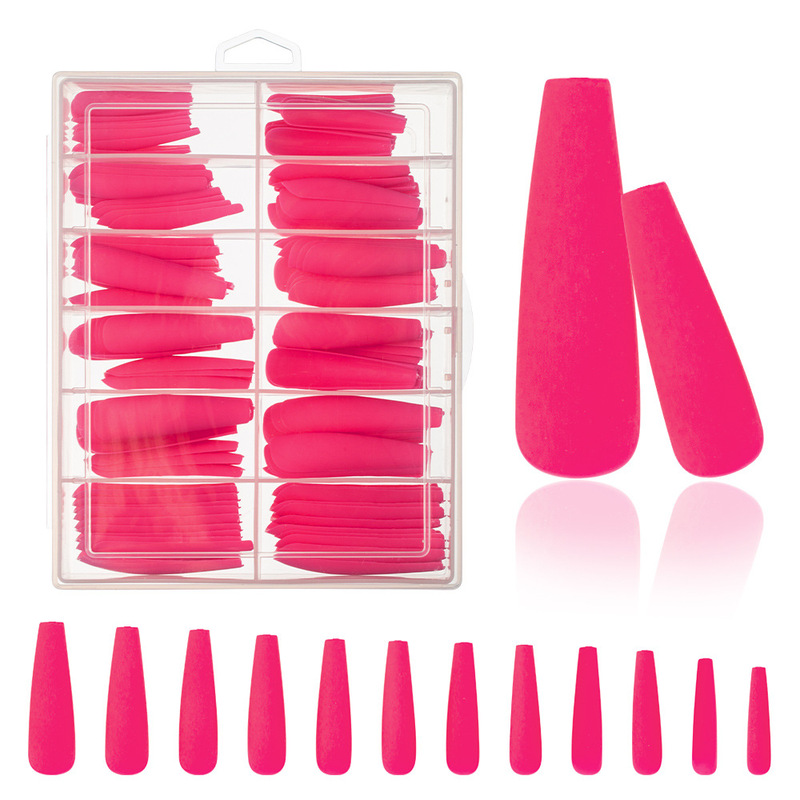 High-Quality Pure Color Frosted 120 Pieces Extra Long XXXL Ballet Wearable Nails Coffin Nails Manicure Fake Nails Full Stickers