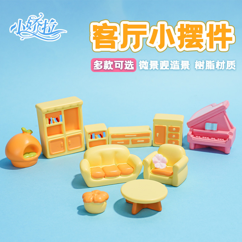 Micro paisaje dibujos animados creativos pequeños muebles adornos diy sala de estar dormitorio accesorios de decoración de la casa del bebé pequeños adornos de escritorio