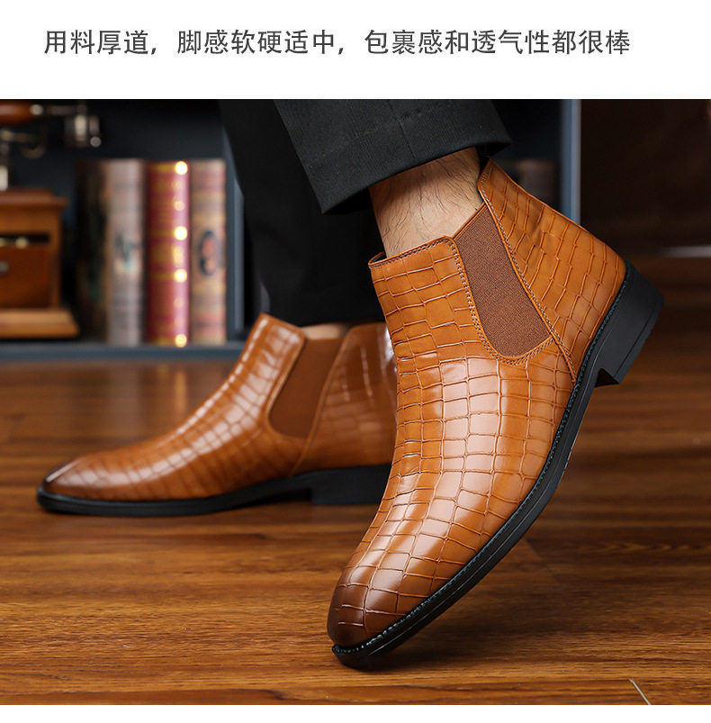 Bốt Martin nam cổ thấp phong cách retro, mũi nhọn, gót 6–8 cm, cỡ lớn — z6066 màu nâu, z6066 đen chi tiết 15