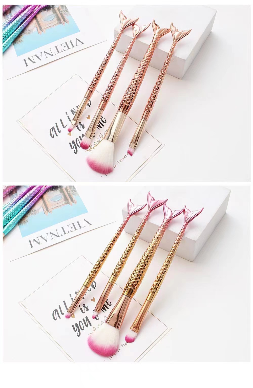 Blue-red gradient makeup brush