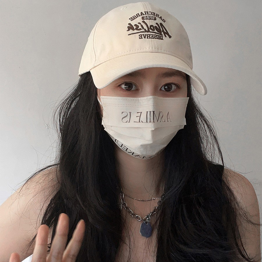 YAOLI ~ American Big Headband Show Face Pequeño sombrero de béisbol mujer Inglés bordado sombrero de protección solar hombre