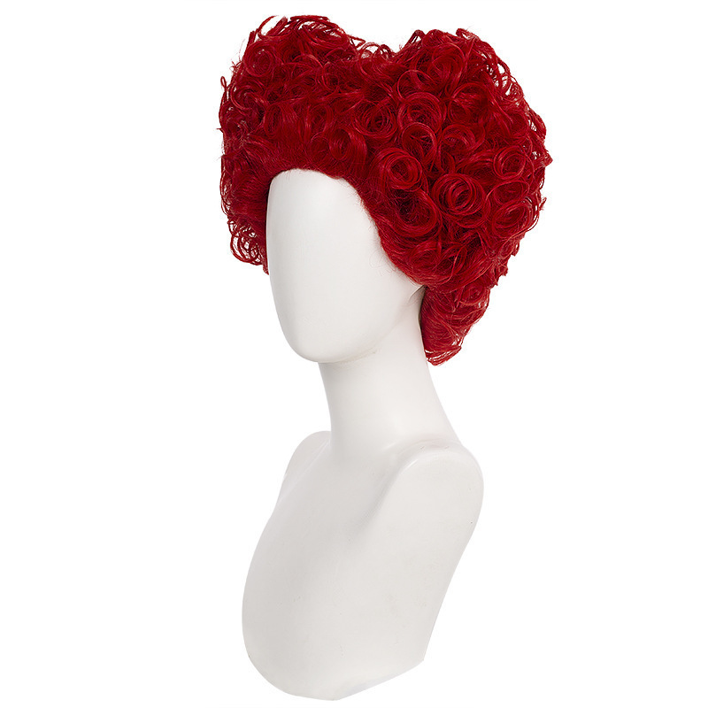 Red Heart-Shaped Tiger Clip Version Alice in Wonderland Cosplay Adventures in the Looking Glass Witch Red Queen Wig