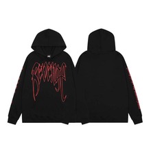 美潮现货 Revenge XXX Hoodie红色描边字母连帽衫男女黑色卫衣秋