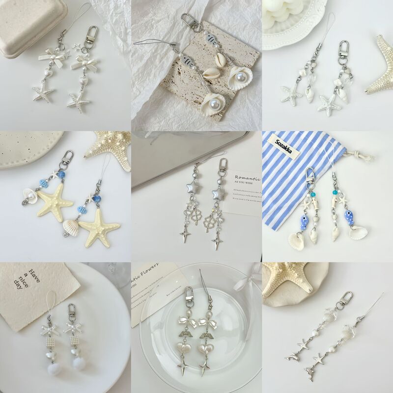Original Starfish Whale Wind Chime Beaded Mobile Phone Pendant Pearl Shell Versatile Pendant Bag Hanging Chain Keychain Original Starfish Whale Wind Chime Beaded Mobile Phone Pendant Pearl Shell Versatile Pendant Bag Hanging Chain Keychain