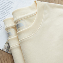 340G高档重磅陶瓷磨毛纯棉长袖T恤男纯色圆领春秋正肩打底衫卫衣