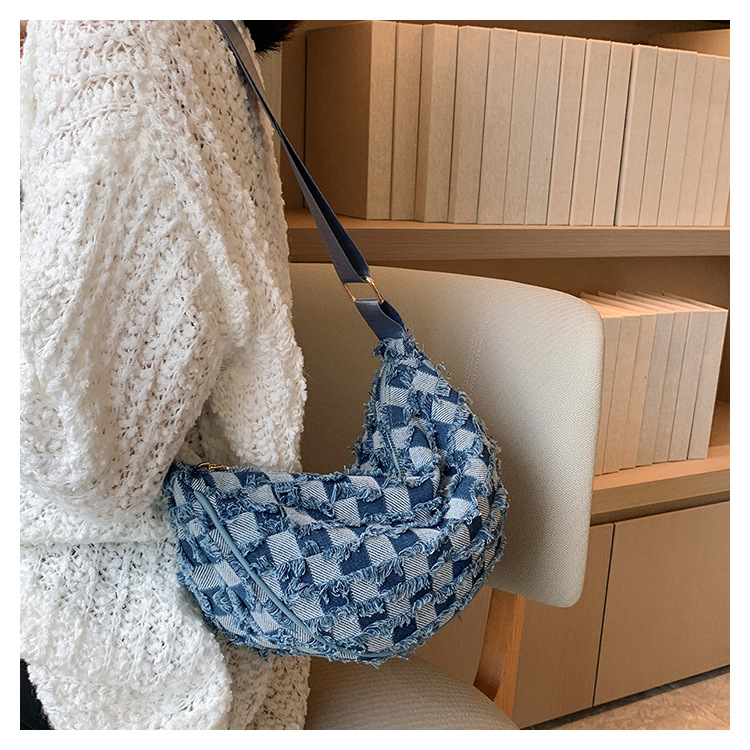 Denim Patchwork Shoulder Crossbody Bag For Women Stylish Canvas_voghion.com