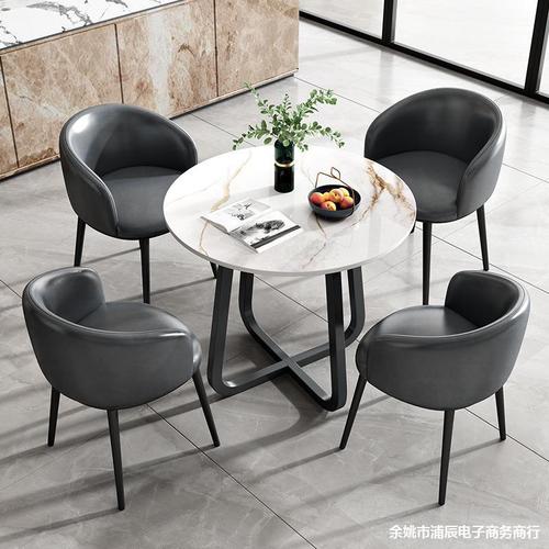 G3YN Minimalist Round Marble Showroom Conference Table Chair Set for Real Estate Office Meeting Table, Luxury Negotiation Reception for Multiple People