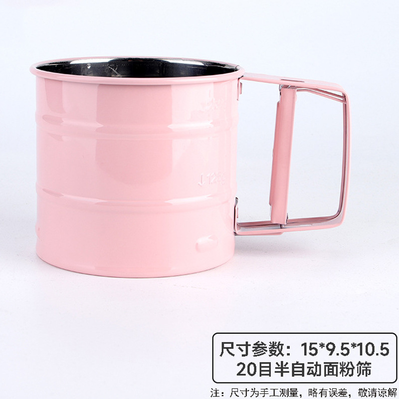 Tamiz de harina rosa pintado en aerosol