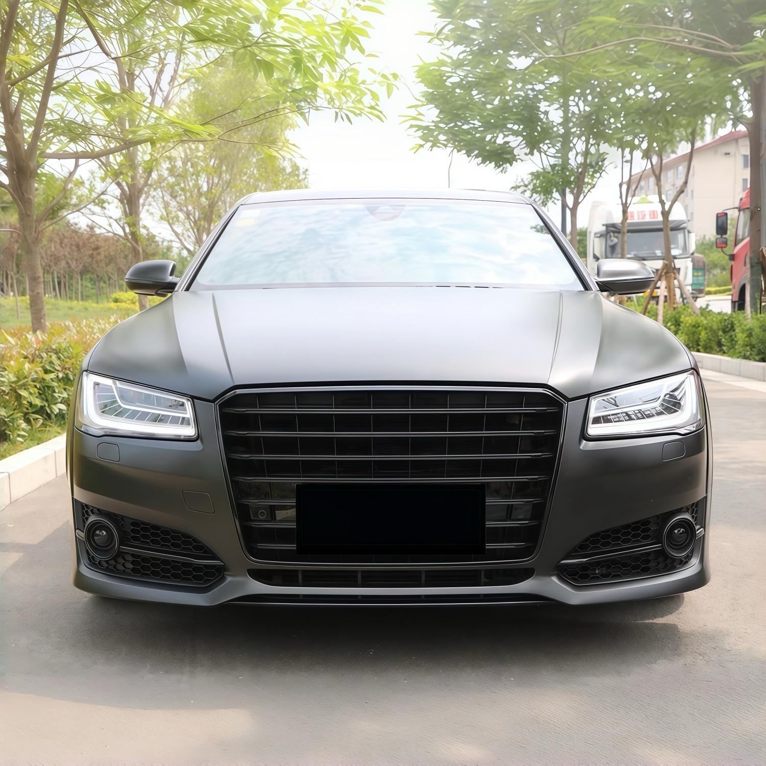 14-17 models suitable for Audi A8, modified to S8 style, with a sporty front bumper and a larger front grille