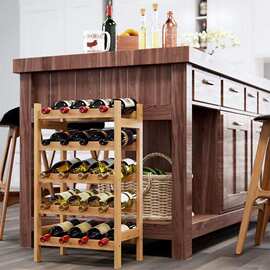 家用简易红酒架木质红酒架多层红酒支架红酒展示架红酒收纳架
