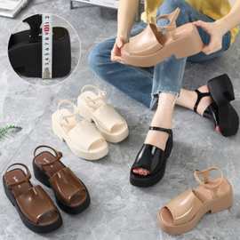 2025高跟厚底凉鞋露趾凉鞋女沙滩鞋跨境批发