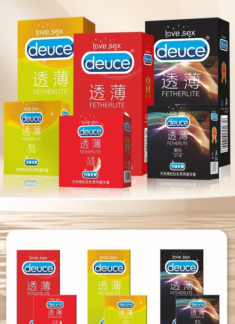 Platinum Dous Ultra-Thin Latex Condoms with Textured Threads and Hyaluronic Acid, Medium, 3 or 10 Pack — detail image 2