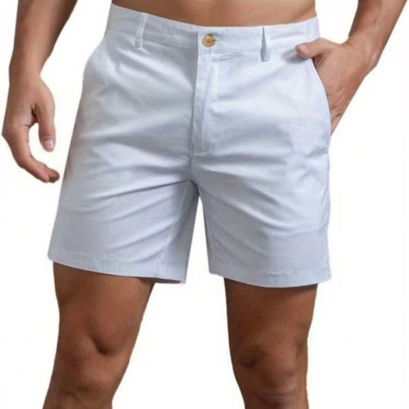 2026 Summer Men's Solid Color Casual Large Size European Size Shorts Business Golf Sports Shorts Cross-Border Wholesale