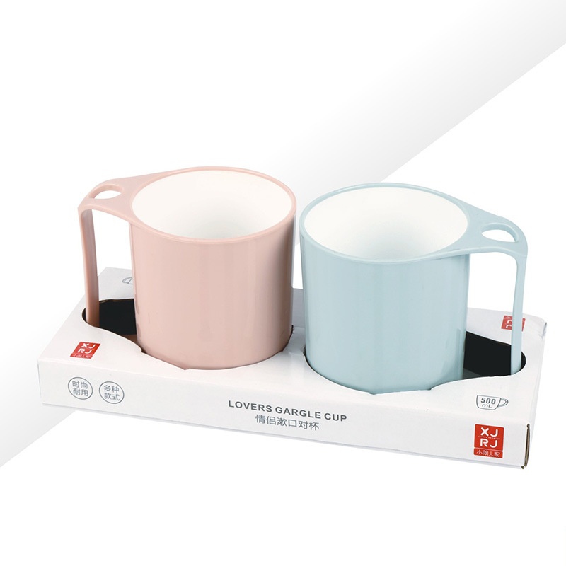 Xiaojian par taza trigo fibra plástico dibujos animados enjuague bucal taza supermercado mismo par taza cepillo de dientes taza