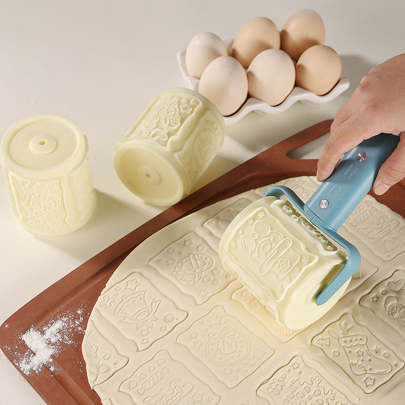 Navidad DIY rodillo creativo rodillo manual cortador de pizza galletas molde herramientas de horneado