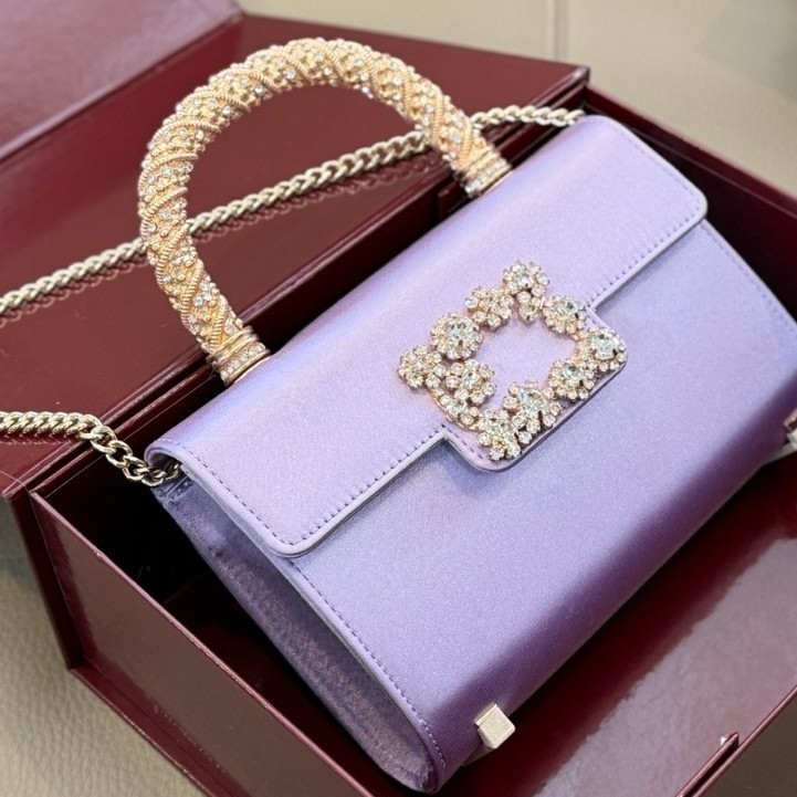 Fashion Rhinestone Flower Buckle Flap Handbag Messenger Bag Retro Simple Commuter Evening Bag Chain Shoulder Crossbody Square Bag - Thumbnail 2
