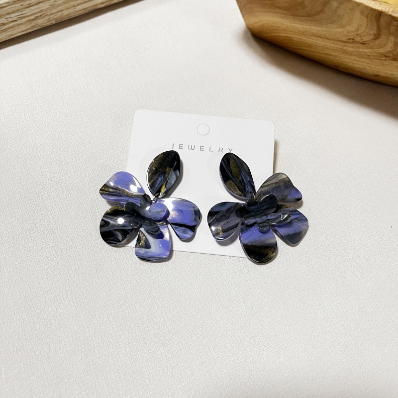 Flower Pattern 1 Pair Exaggerated Sweet Flower Stoving Varnish Acetic Acid Sheets Ear Studs