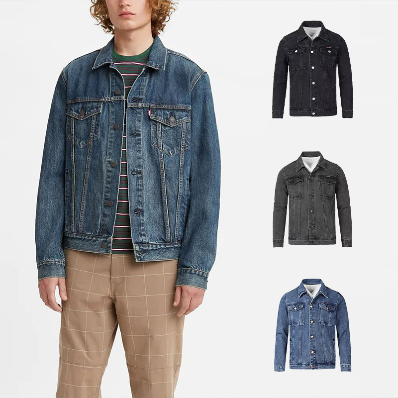 High Street Washed Vintage American Denim Jacket Men's Custom Logo Cross Border Wholesale Jacket Coat