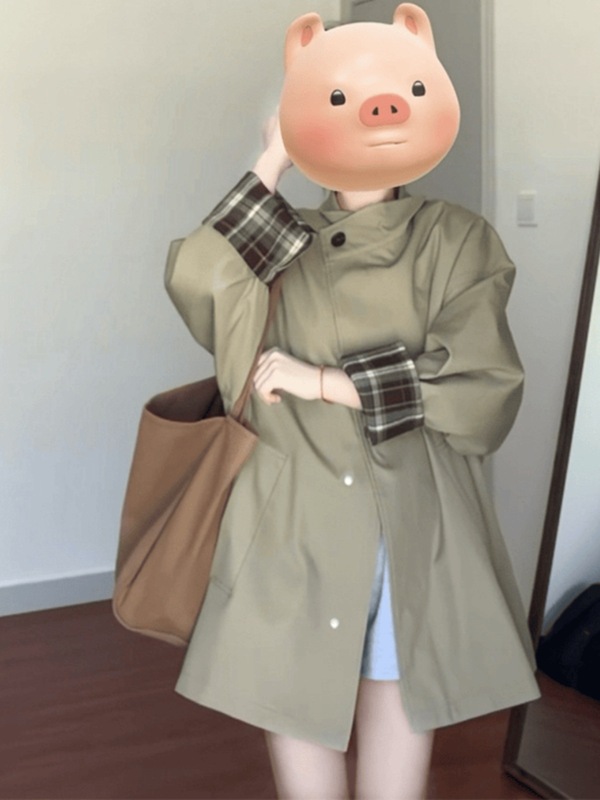 【杭州发货】早秋卡其色风衣外套女2025春秋新款中长款小个子大衣|undefined