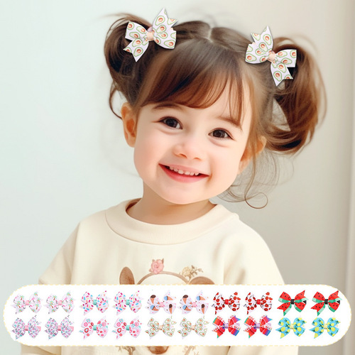 90505 Windmill Butterfly Hair Clip Tropical Fruit Print Side Clip Headwear Full Covered Cloth Hair Clip Children's Hair Clip