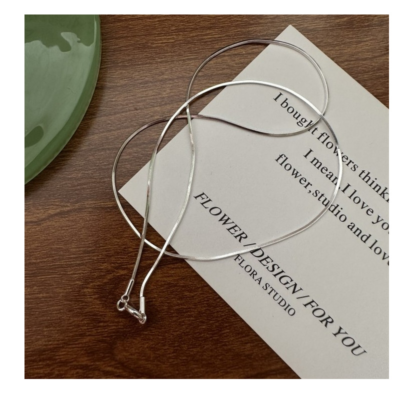 925 Sterling Silver Material Geometric Pattern 925 Sterling Silver Snake Chain Polishing Geometric Necklace