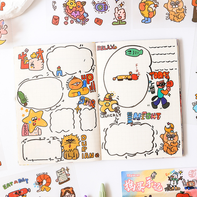 Pegatinas de Yuezhen isla linda de dibujos animados lindo estudiante pegatinas hechas a mano bricolaje decoración de la caja del teléfono móvil pegatinas de la cuenta de mano