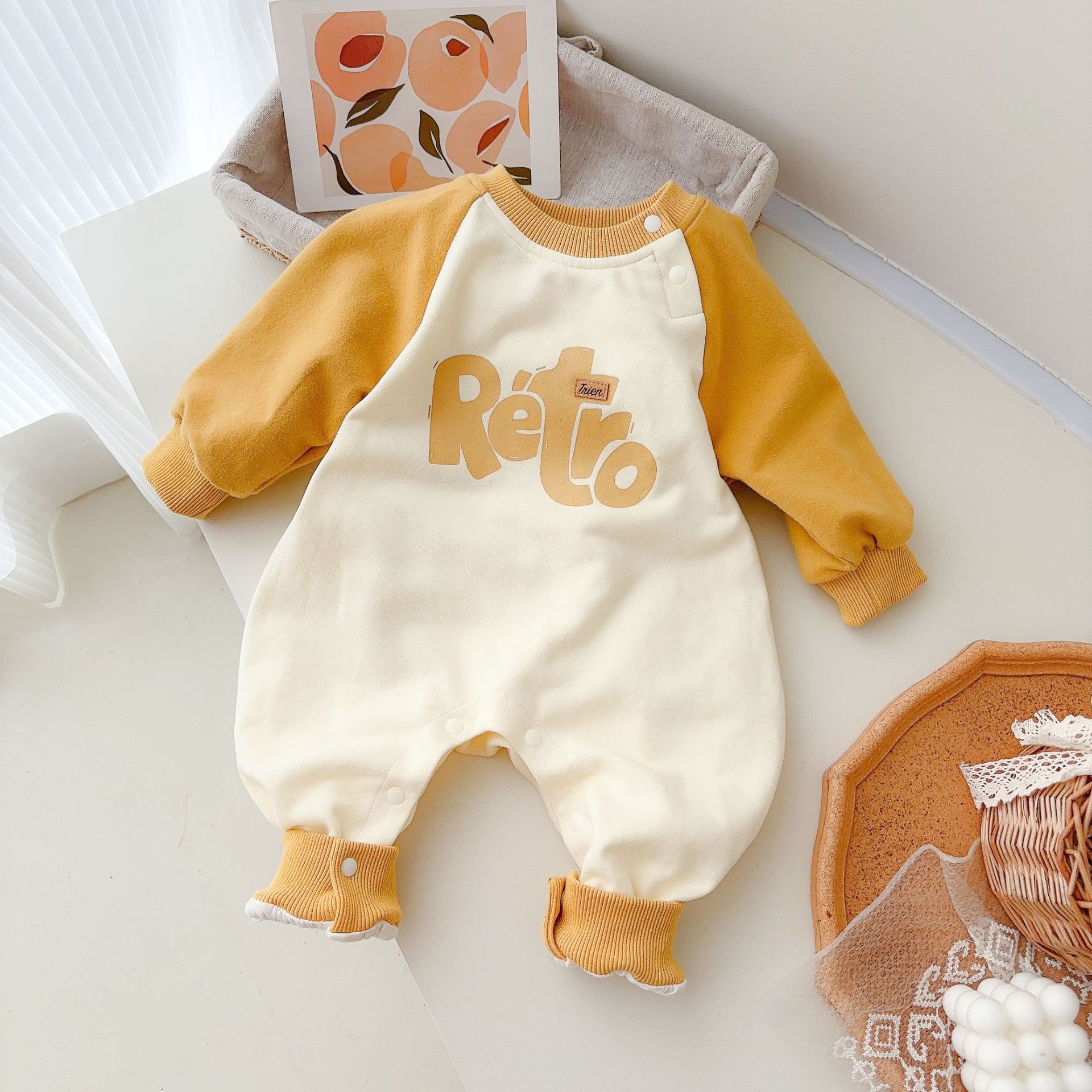 Ropa de bebé 0-3 años bebé bebé tipo mameluco traje de escalada otoño manga larga forro de algodón bebé mono