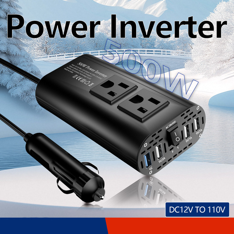Cross-border inverter correction wave 300/500W vehicle converter 12V to 220V for Europe/US/Brazil