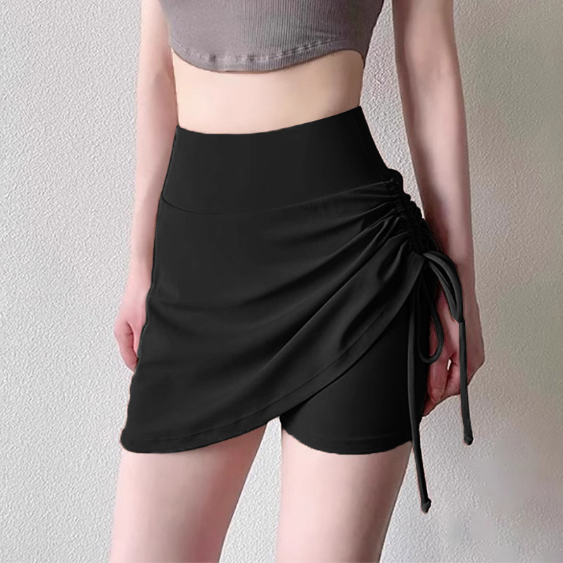 Quick-Dry Sports Skirt Pants for Women, Anti-Exposure, High-Waisted, Butt-Lifting, Tennis Running, Faux Two-Piece Tennis Yoga Fitness Pants for Summer