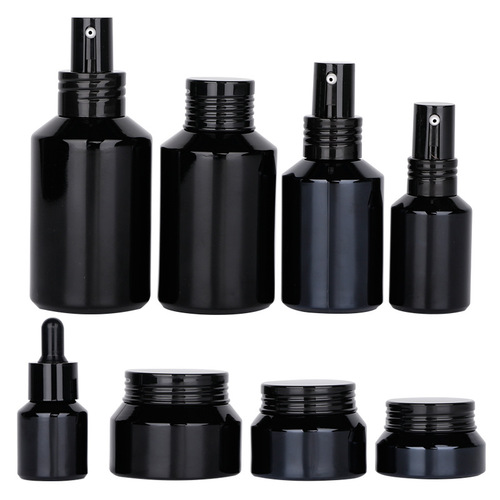 15g-120ml Black Sloping Shoulder Essential Oil Bottle, Sloping Shoulder Cream Bottle, Liquid Bottle, Glass Bottle for Dividing
