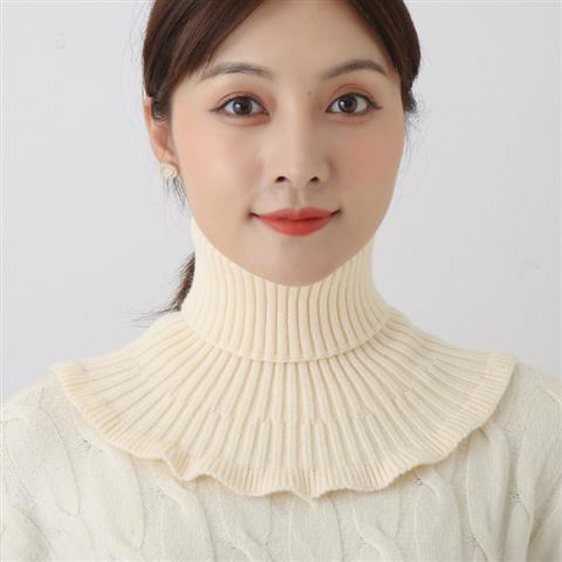 Mujeres cuello falso de cuello alto cuello falso de cuello nuevo otoño invierno a prueba de viento tejido calentado collar coreano
