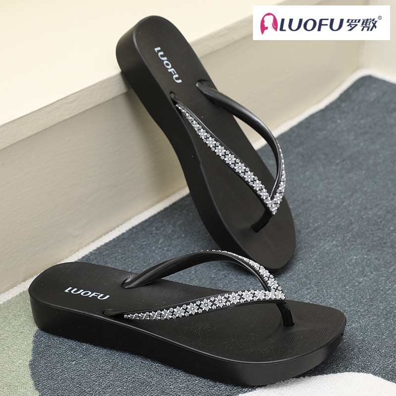 Flip-flop rofu Chanclas de verano para mujer al aire libre baño antideslizante baño Baño playa Chanclas de madera contrachapada natación fresco