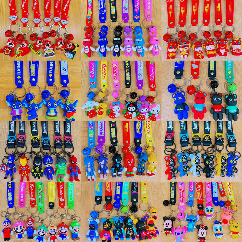 Silicone Mixed Cartoon Doll Keychain Cute Bag Pendant Activity Drainage Advertising Gift Keychain Batch