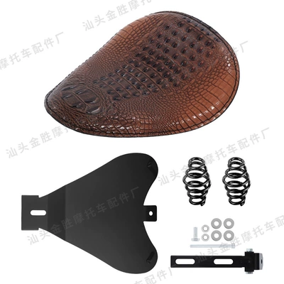 Motorcycle cushion Cushion Bag - crocodile-leather-brown-cushion-long-round-spring-black-bracket