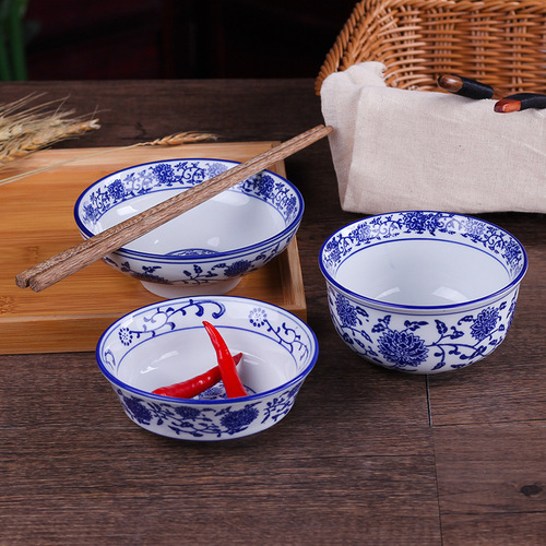 Chinese blue and white porcelain rice bowl hotel specialty bowl home creative bowl small soup bowl 4 inches 4.5 inches 5 inches restaurant use bowl