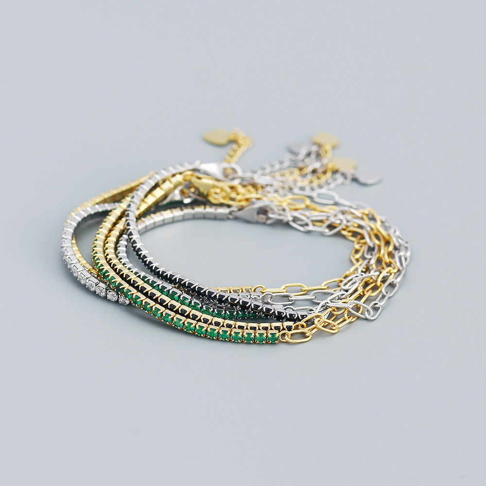 7g Weight 0.03µm Gold Plating Thickness 925 Sterling Silver Bracelets Simple Style