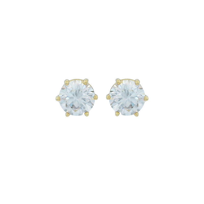 14k gold plated 4mm six-prong studs, 12 pairs per card
