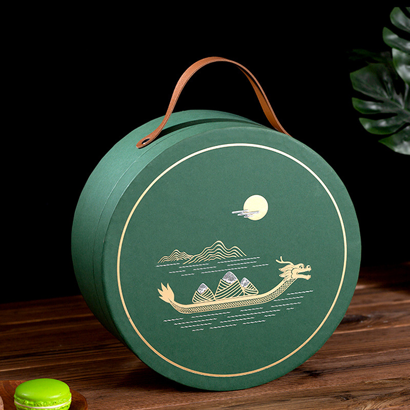 新款粽子包装盒酒店商务礼盒端午节礼品盒手提粽子包装园形礼盒