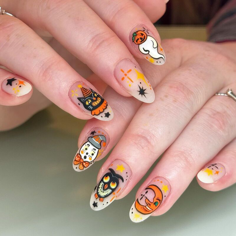 Foreign trade press-on nails, high-end cartoon almond-shaped nail tips, press-on nails Foreign trade press-on nails, high-end cartoon almond-shaped nail tips, press-on nails
