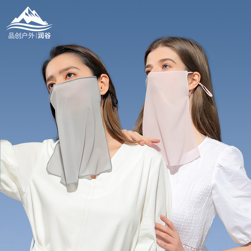 Face-covering Veil For Women Outdoor Cycling And Driving Sunshade Breathable Ear-hanging Ice Silk Mask Sunscreen Face Mask Moisture-absorbing And Quick-drying