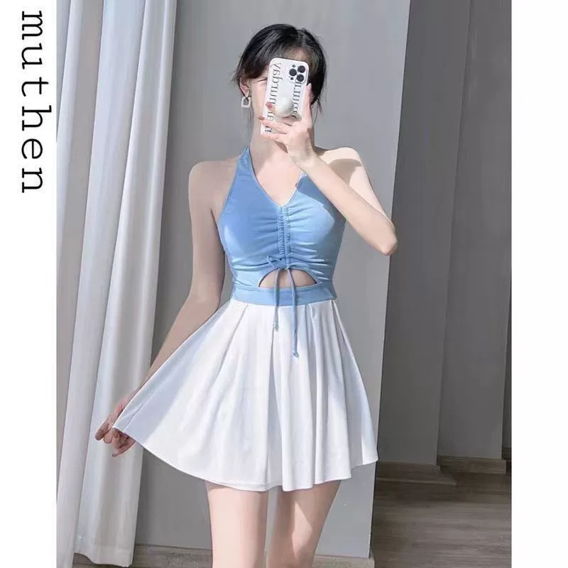 Плавки-слитный купальник женский, Conservative Slimming Tummy-Cover Azure, 2026 лето