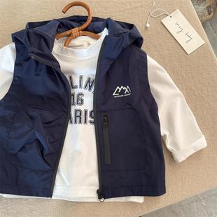 Children's Coat 2025 Spring and Autumn Japanese Fashion Brand Hooded Mountain Vest for Boys and Girls