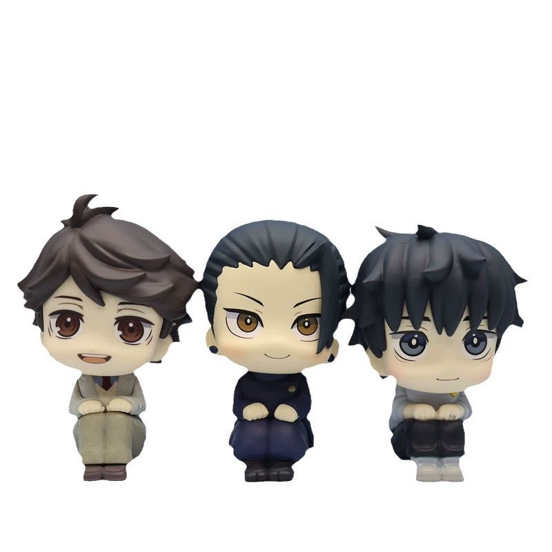 Sitting anime chibi figure, collectible character figures, multiple characters and versions