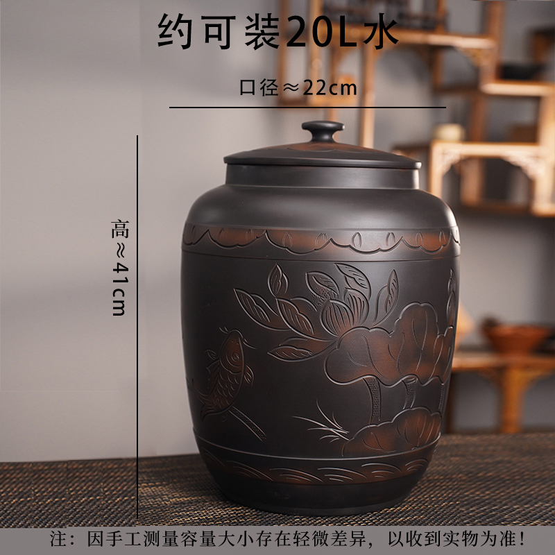 ✅ 雲南建水紫陶水タンク家庭用水貯蔵バケツ茶道水汲み浄水バケツ大型セラミックティーバケツ|undefined