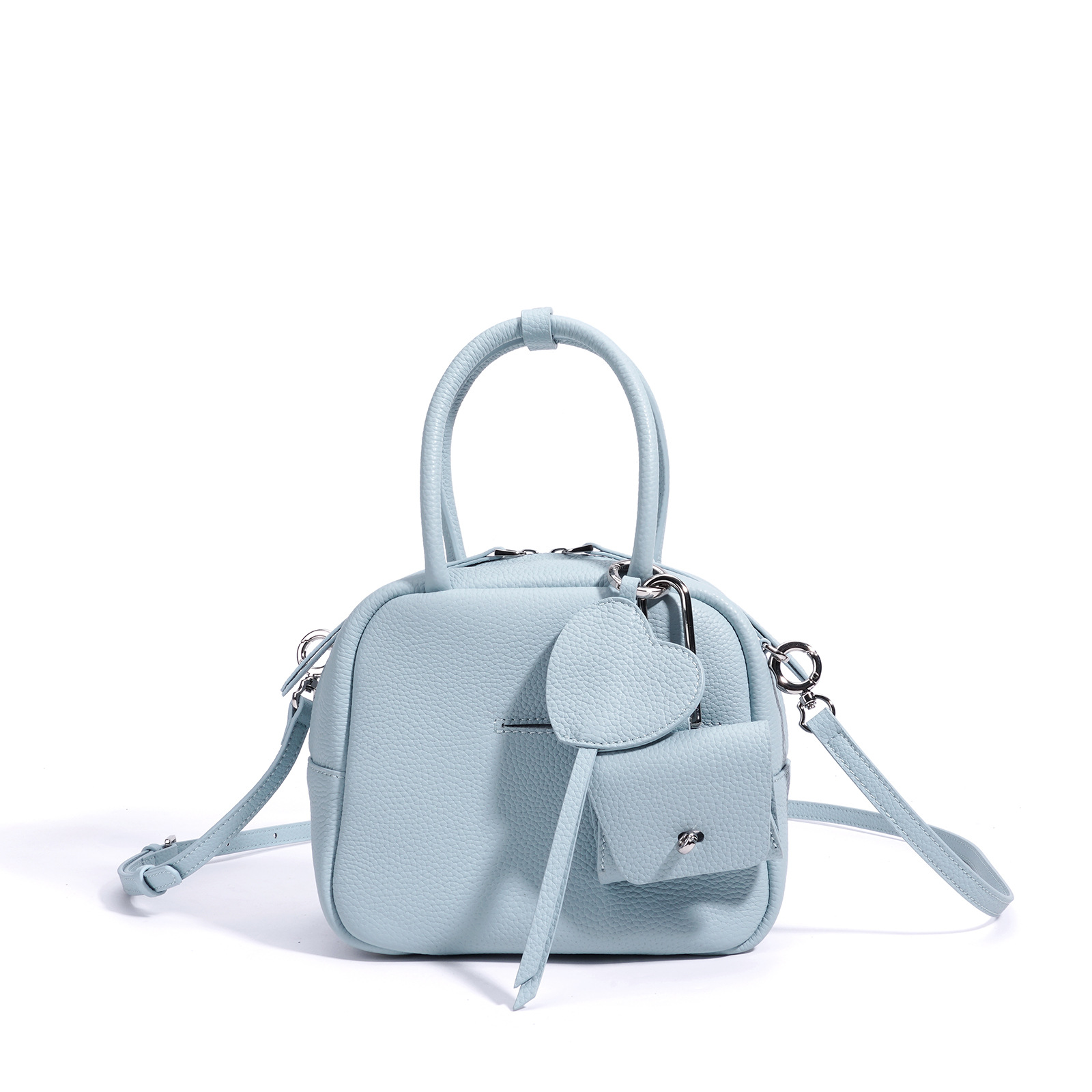 Litchi Grain Top Layer Cowhide Boston Bag New Women's Handbag Luxury Crossbody Lightweight Small Shoulder Bag - Thumbnail 7