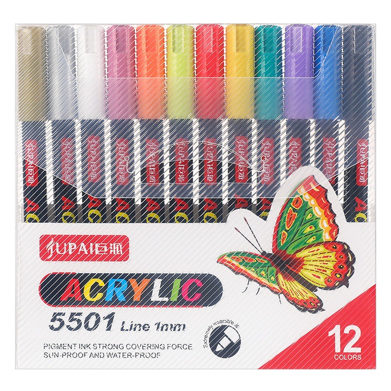 Crazy grab 24-color marcador arte válvula tiza de agua aceite cepillo acrílico pluma 0,7 línea pluma de cerámica