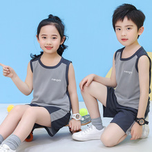 男童夏装套装儿童背心短裤女童网眼速干衣薄夏季中大童运动两件套