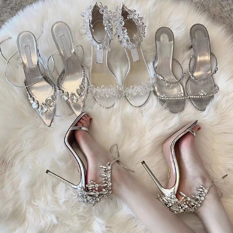 Big Pineapple Rhinestone High-Heeled Shoes for Women, Silver Fairy Style Sexy Open-Toe Buckle Crystal Sandals for Summer Big Pineapple Rhinestone High-Heeled Shoes for Women, Silver Fairy Style Sexy Open-Toe Buckle Crystal Sandals for Summer