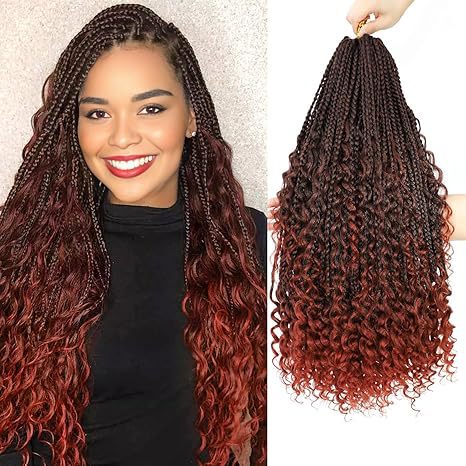 跨境欧美化纤假发Box Braids Bohemian Curly三股辫飞子钩针发辫|undefined