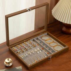 ジュエリー収納ケース高級精巧ジュエリーネックレス指輪ピアスイヤリング展示大容量木製単層トレイ